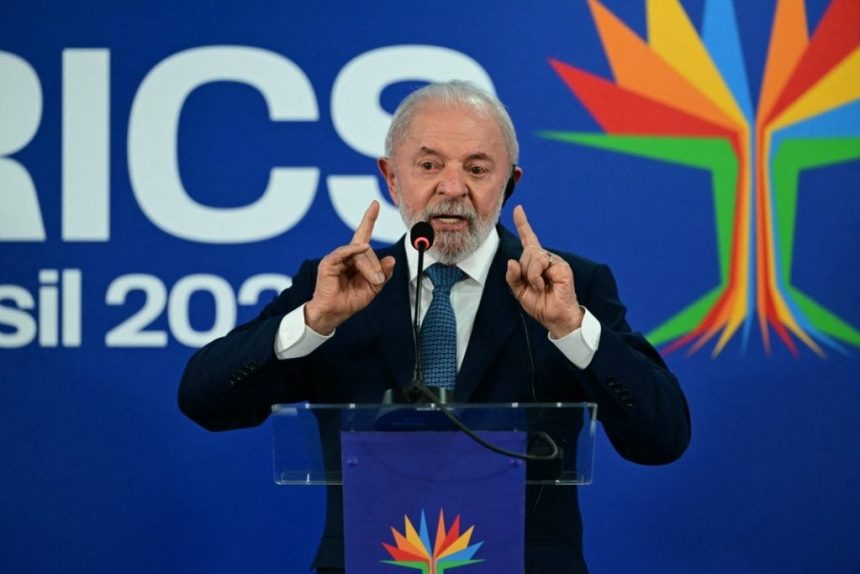 O presidente Lula (PT) em fala à imprensa durante a cúpula do Brics. Foto: Pablo Porciuncula/AFP