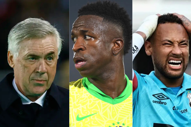 Ancelotti, Vini e Neymar (Reprodução)