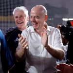Gianni Infantino em evento da Copa do Mundo no Rockefeller Center
