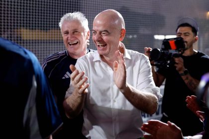 Gianni Infantino em evento da Copa do Mundo no Rockefeller Center