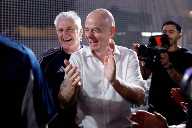 Gianni Infantino em evento da Copa do Mundo no Rockefeller Center