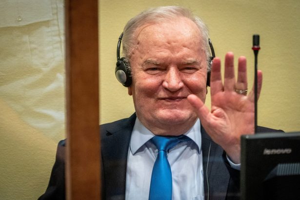 Ratko Mladic durante audiência em Haia