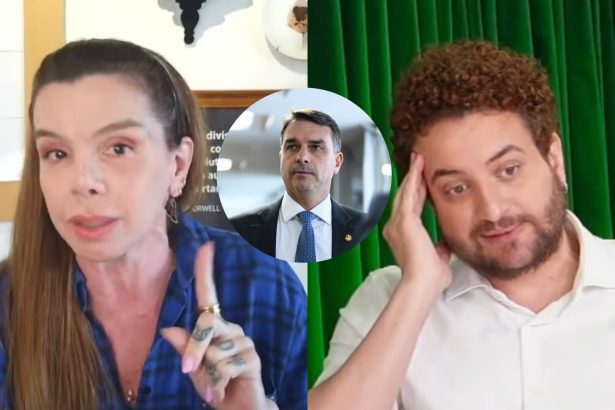 Penélope Nova, Flávio Bolsonaro e Felipe Reis (Foto: Youtube)
